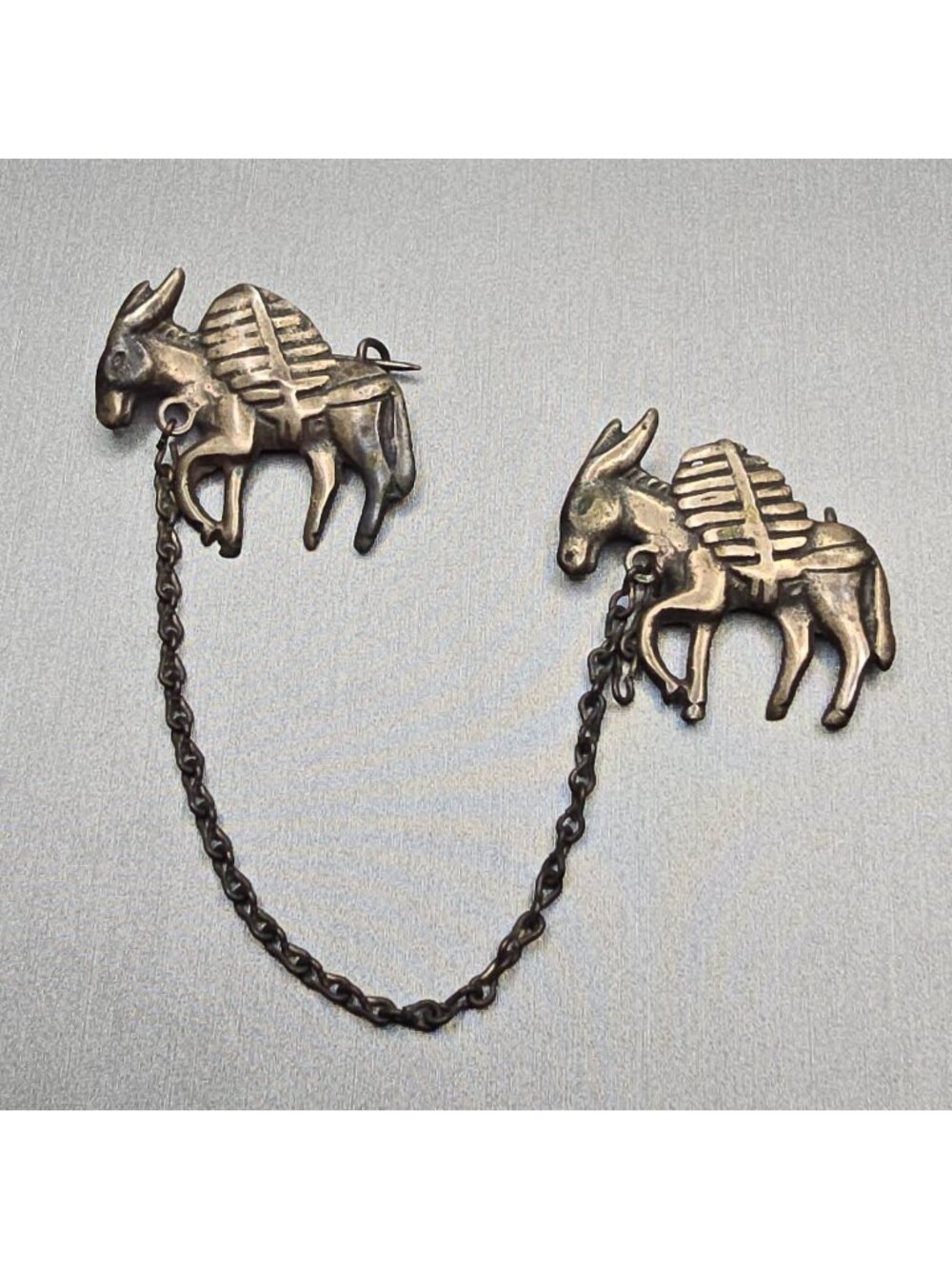 Vintage Taxco Sterling Silver Mule Donkey Chatelaine Brooch Mexican Pin